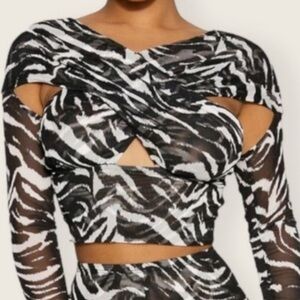 Naked Wardrobe Cut Out Zebra Print Too/cover up. NWT. XS